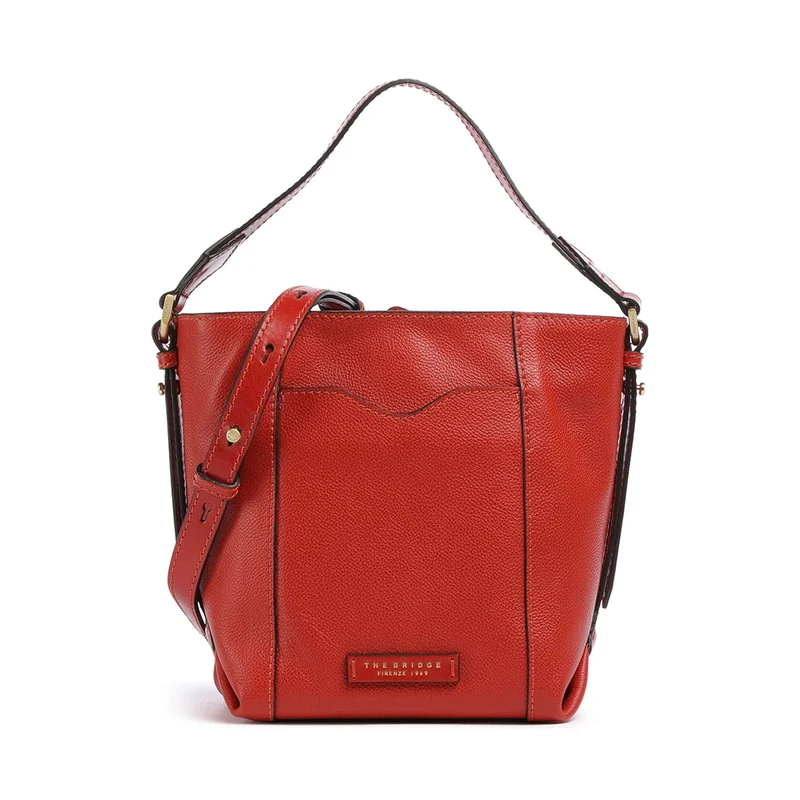 Borsa Secchiello a Mano THE BRIDGE linea Gemma in Pelle Arancio Bruciato