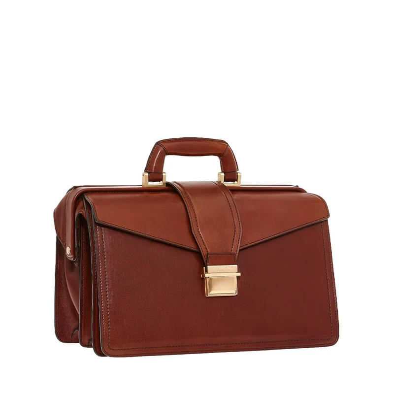 Borsa Medico Media THE BRIDGE in Pelle Marrone linea Dante Made in Italy