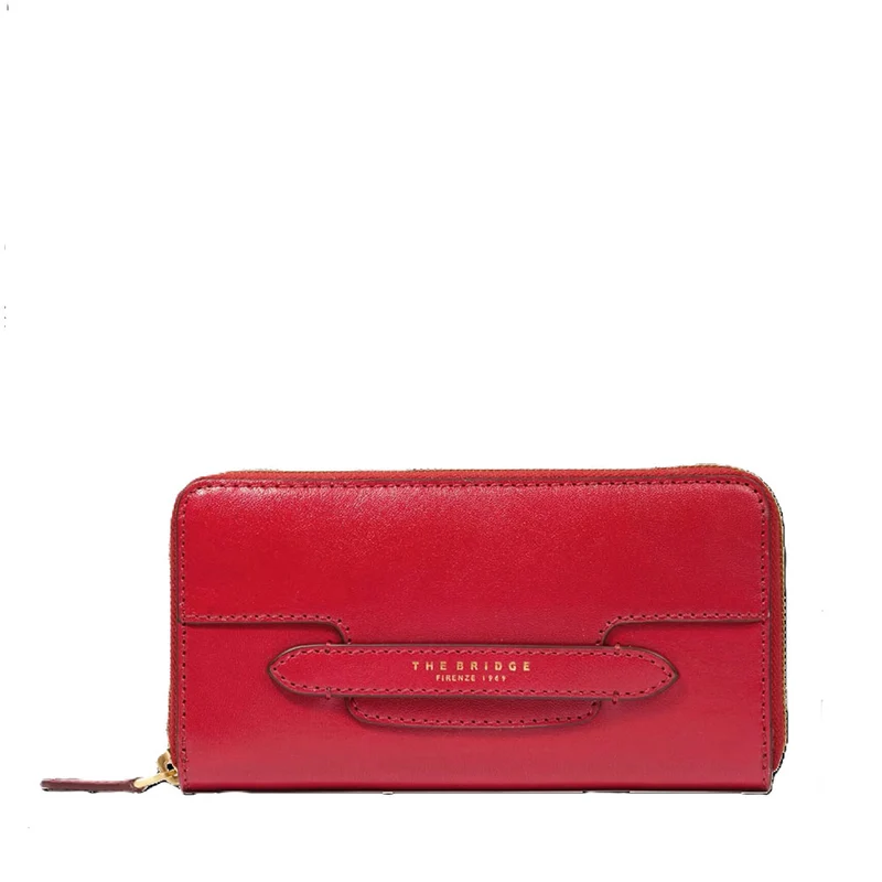 Portafoglio Donna Zip Around THE BRIDGE linea Lucrezia in Pelle color Berry