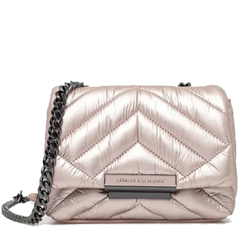 Borsa Donna a Tracolla Chiusa con Patta e Clip ARMANI EXCHANGE Colore Rose Gold