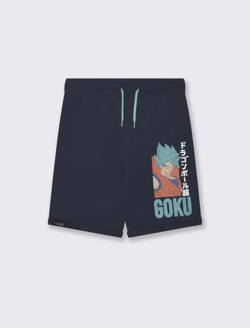 Bermuda in cotone con stampa personaggi - Blu