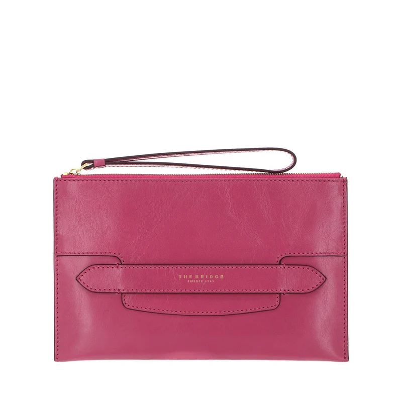 Pochette Donna Media con Polsiera THE BRIDGE linea Lucrezia in Pelle Rosa Lipstick