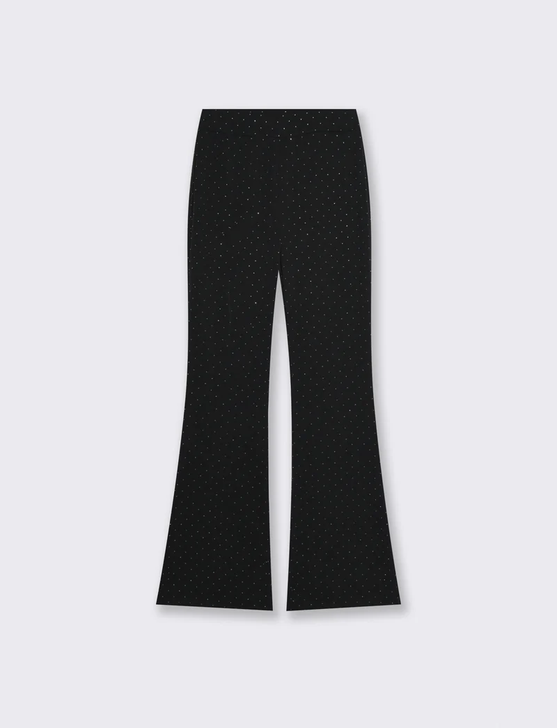 Pantalone strass zampa - Nero