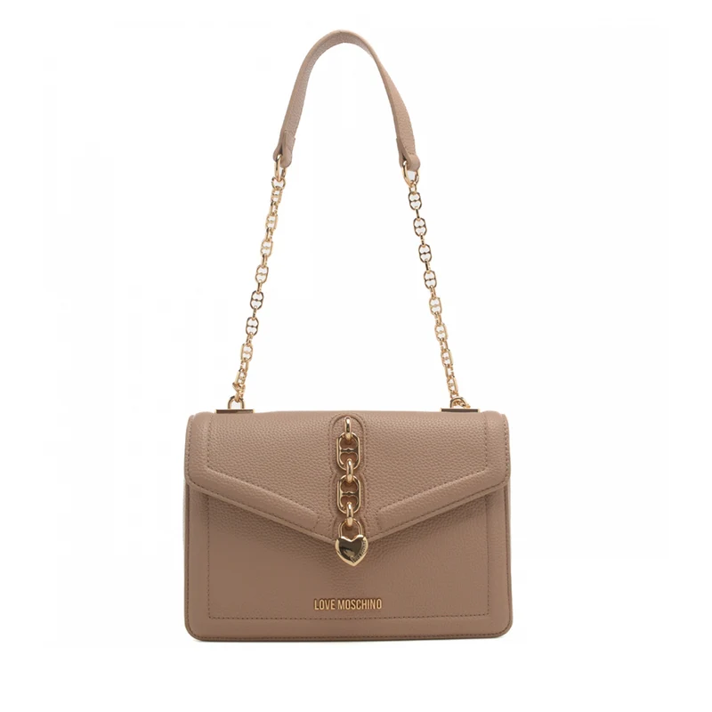 Borsa Donna a Spalla LOVE MOSCHINO linea Chain Detail color Crema