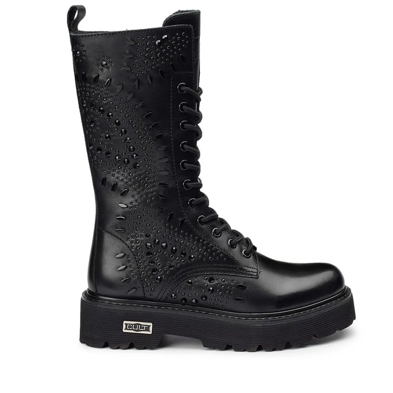 Scarpe Donna CULT Slash 3915 Anfibi Alti in Pelle Nera