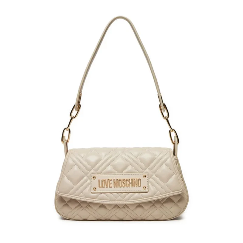 Hobo Bag Trapuntata LOVE MOSCHINO linea Lettering Logo Avorio