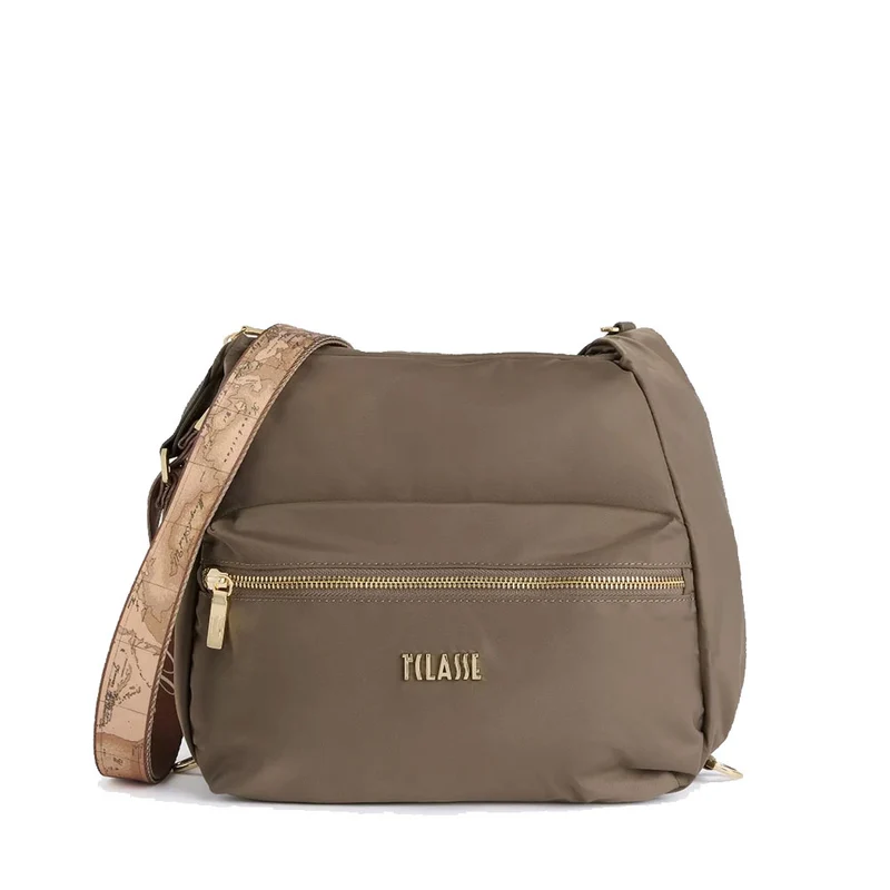 Borsa a Tracolla Tripla Portabilità 1A Classe Alviero Martini linea Nylon Metaverse Taupe Scuro LA75