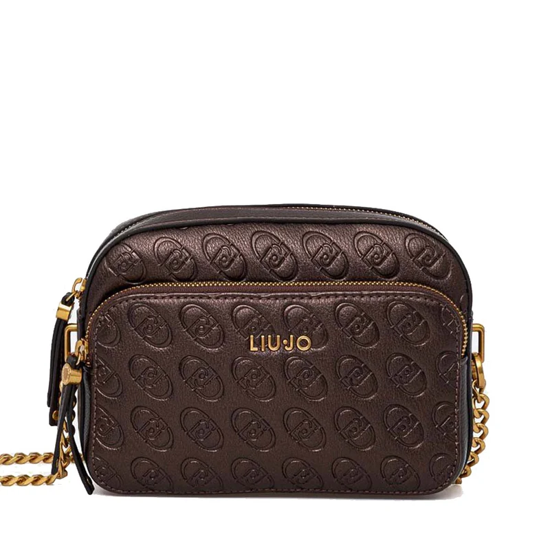 Borsa a Tracolla LIU JO Better con Logo in Rilievo All Over colore Brown Stone