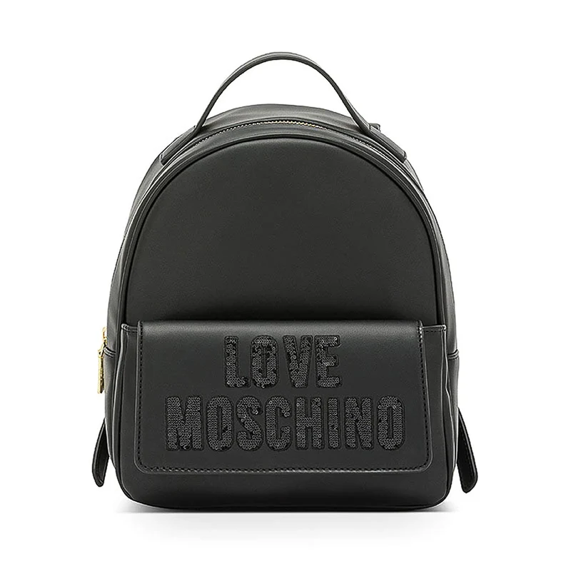 Zaino Donna LOVE MOSCHINO linea Sparkling Logo Nero con Logo in Paillettes Nero
