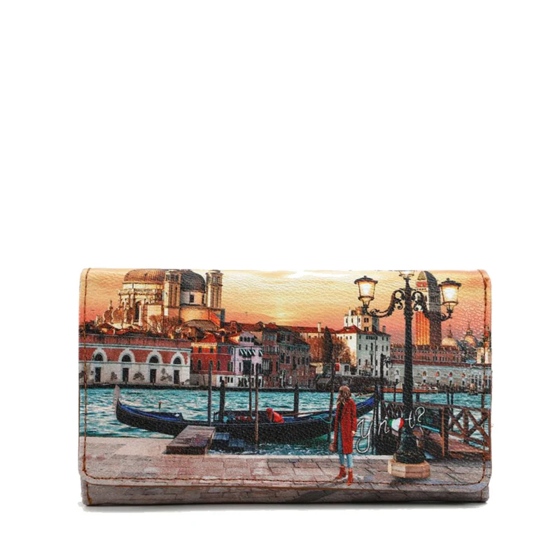 Portafoglio Donna Y NOT Chiuso con Bottone YES-364 Stampa Venice Sunset