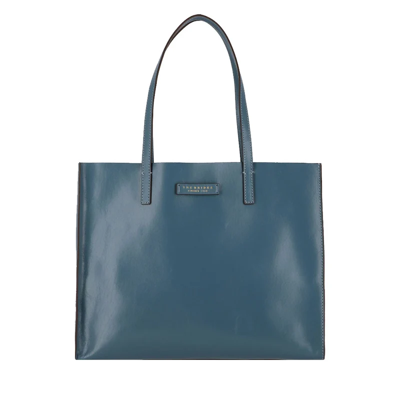 Borsa Donna Shopper THE BRIDGE Linea Mirra in Pelle color Ceruleo