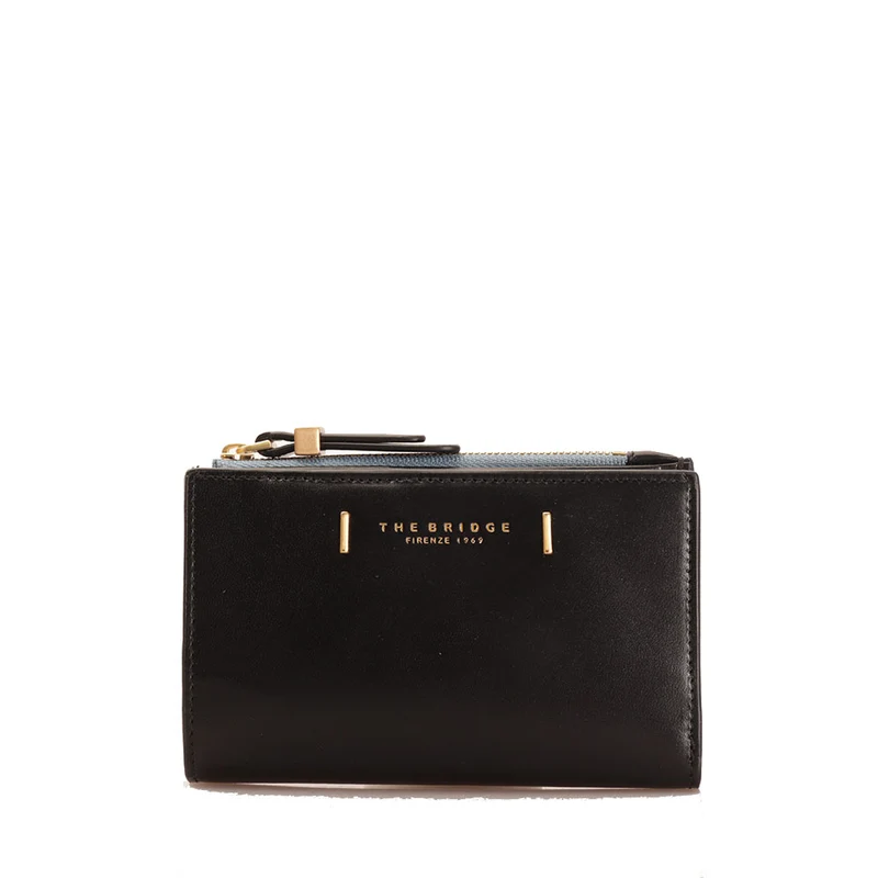 Portafoglio Donna con Bottone THE BRIDGE linea Chiara in Pelle Nera