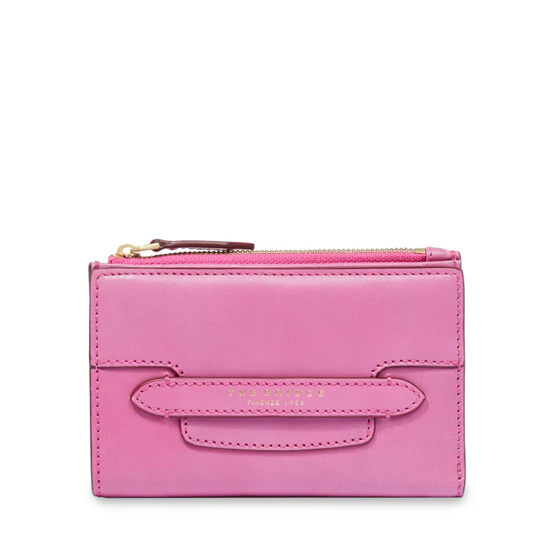 Portafoglio Donna con Bottone THE BRIDGE linea Lucrezia in Pelle Rosa