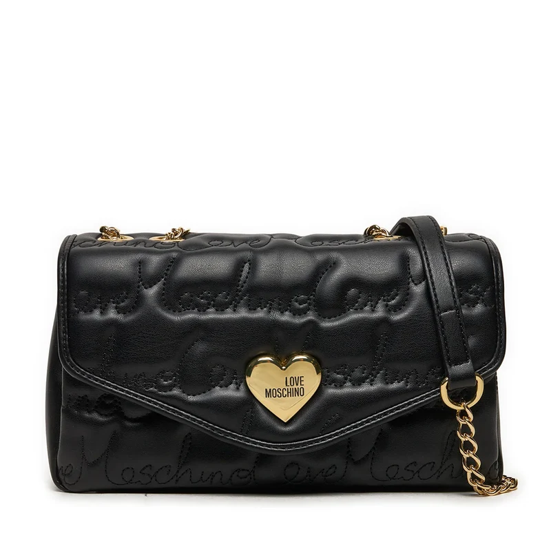 Borsa a Spalla e a Tracolla LOVE MOSCHINO Nera con Logo Ricamato All Over