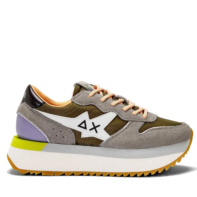 Scarpe Donna Sun68 Sneakers Big Stargirl Printed Logo Colore Militare