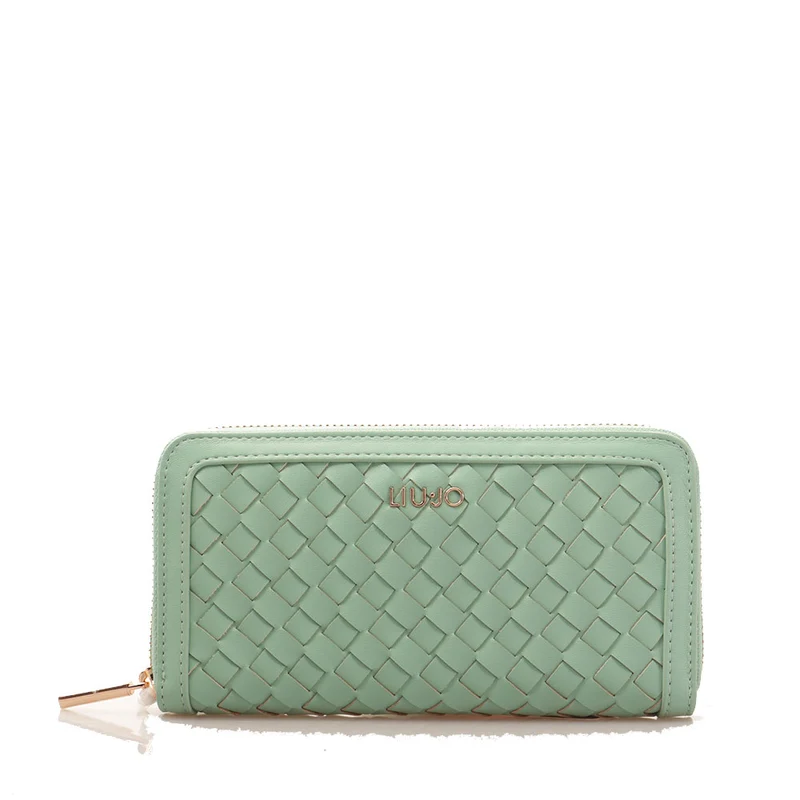 Portafoglio Donna Zip Around LIU JO Intrecciato Dust Jade