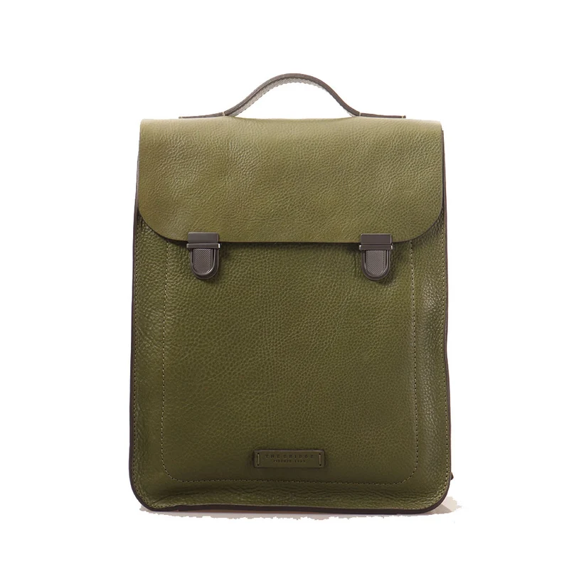 Zaino Uomo con Pattina THE BRIDGE linea Ettore in Pelle Verde Cipresso