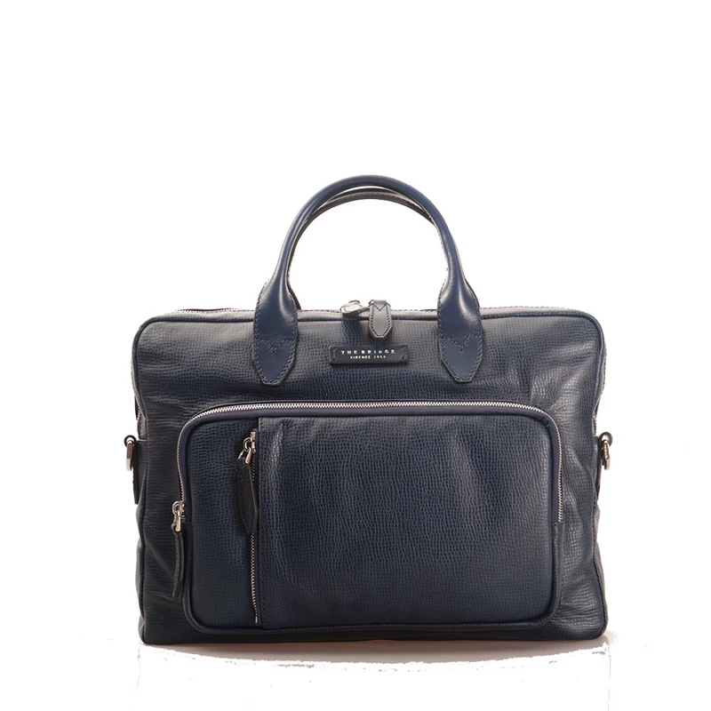 Cartella Due Manici Porta Tablet THE BRIDGE linea Bolgheri in Pelle Blu