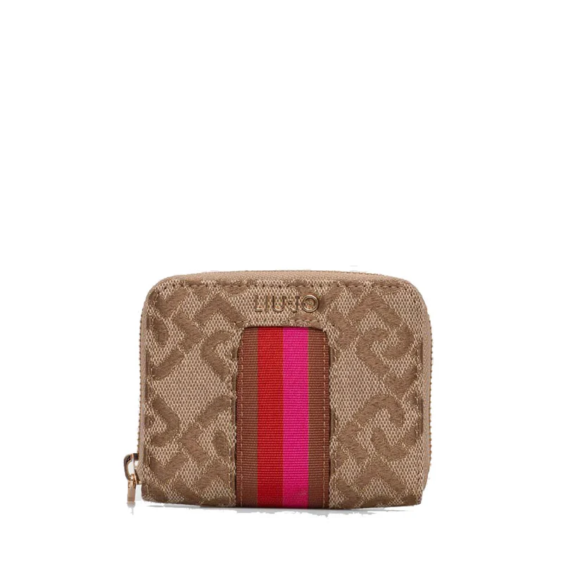 Portafoglio Donna Zip Around Piccolo LIU JO in Tessuto Jacquard color Cammello