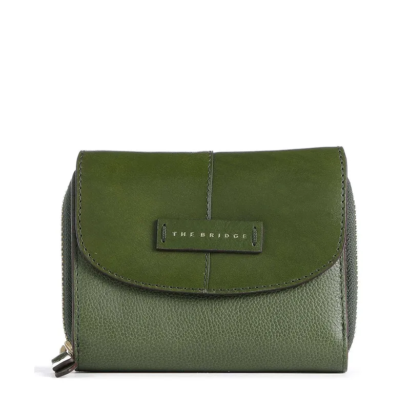 Portafoglio Donna Piccolo con Zip THE BRIDGE linea Elisabetta in Pelle Verde
