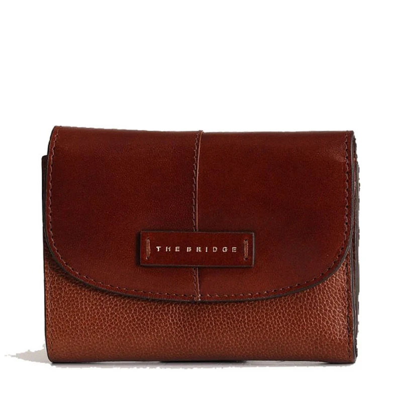 Portafoglio Donna Medio con Bottone THE BRIDGE linea Elisabetta in Pelle Marrone