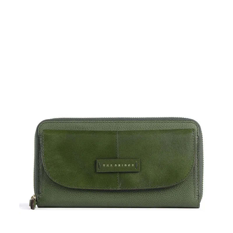Portafoglio Donna Zip Around THE BRIDGE linea Elisabetta in Pelle Verde