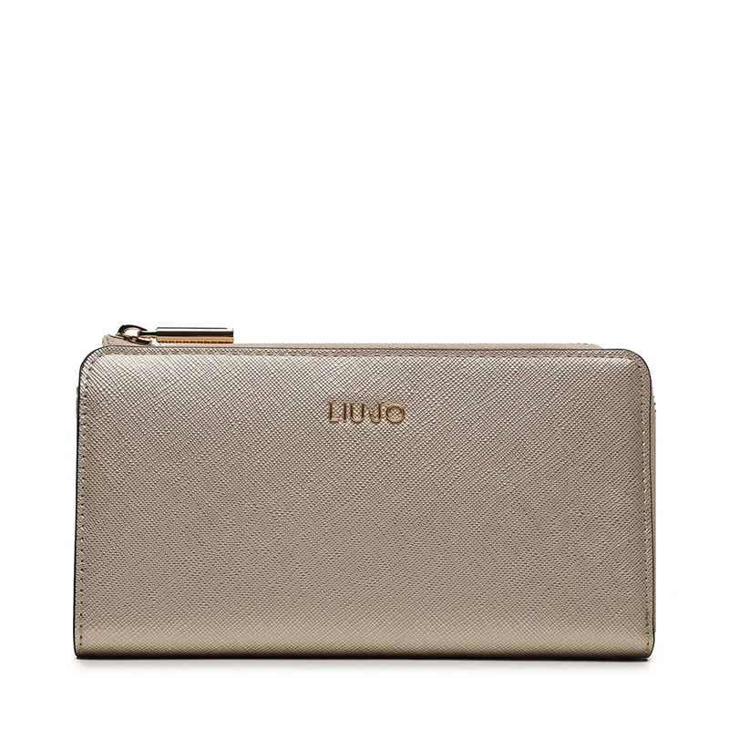 Portafoglio Donna Grande con Zip LIU JO stampa Saffiano Light Gold