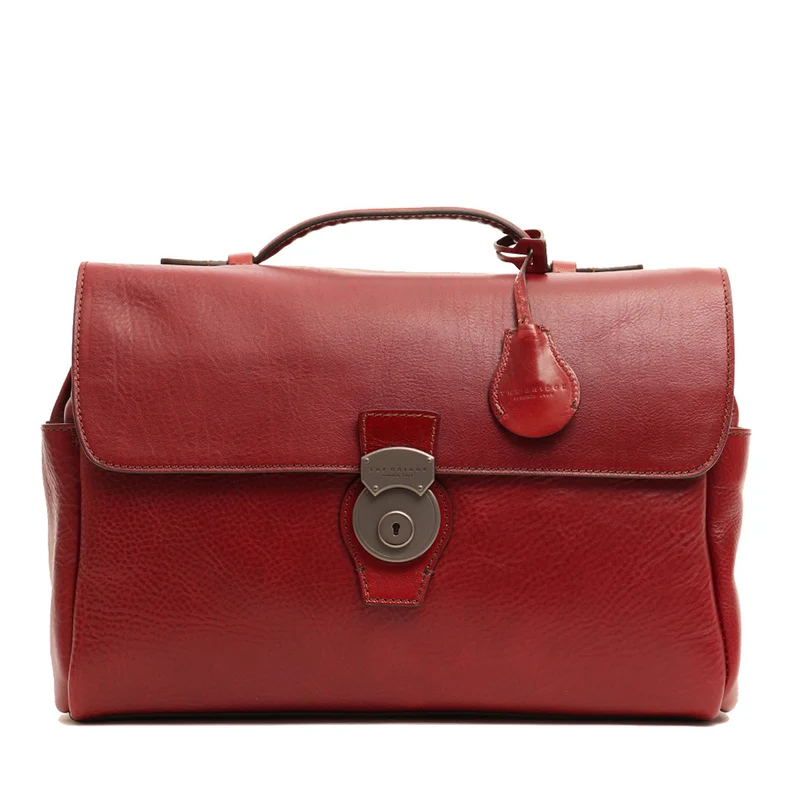 Cartella con Tracolla Porta Pc 13" THE BRIDGE in Pelle Martellata Bordeaux linea Capalbio