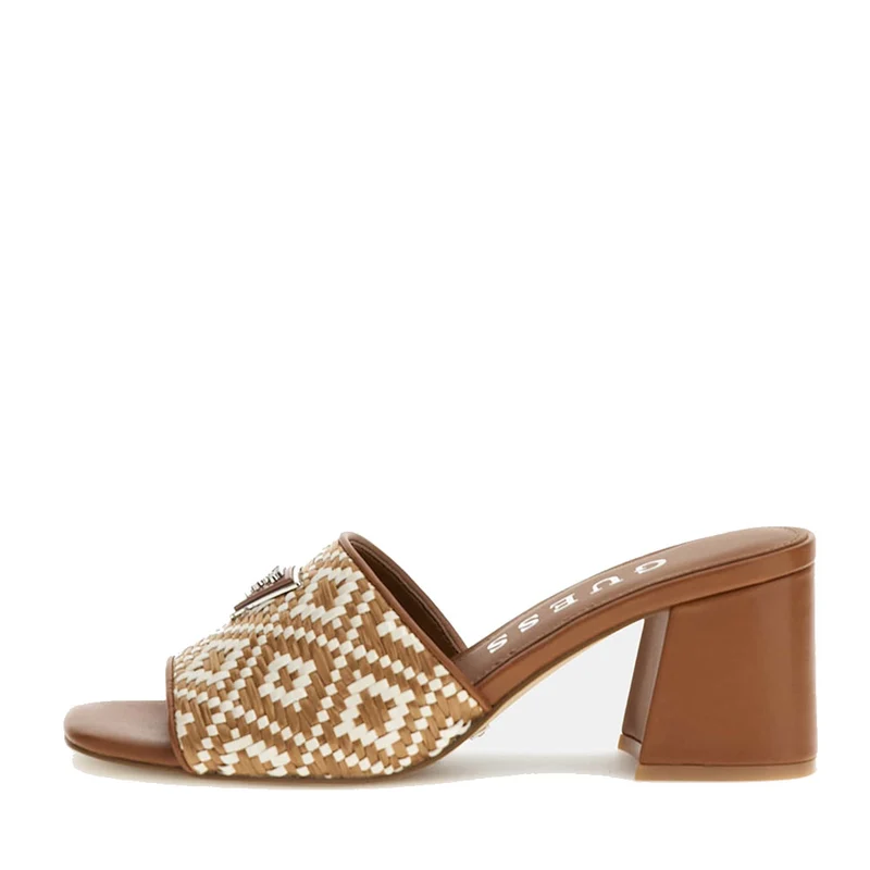 Scarpe Donna GUESS Ciabatte con Tacco Linea Gables in Rafia Colore Natural