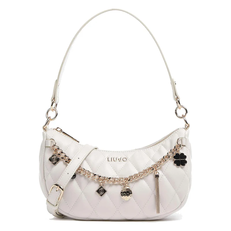 Borsa Donna a Spalla LIU JO Ecosostenibile Matelassè color Bone con Charms