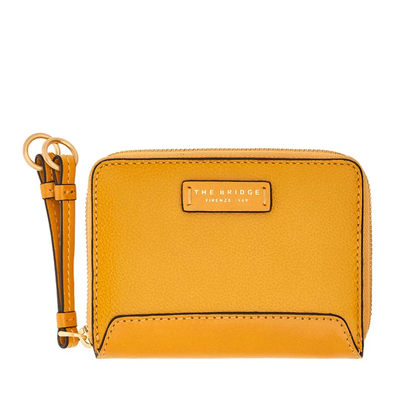 Portafoglio Donna Piccolo Zip Around THE BRIDGE linea Carlotta in Pelle Gialla