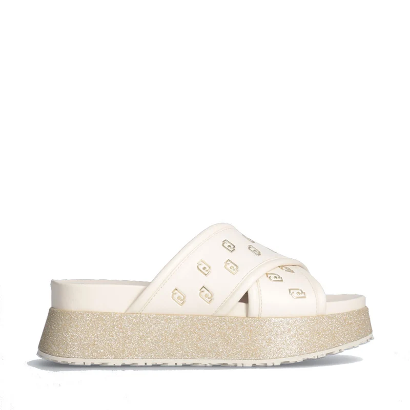 Ciabatte Platform LIU JO Frida 30 color Burro con Logo All Over