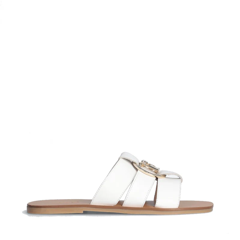 Ciabatte Flat LIU JO Saba 08 in Pelle Bianca