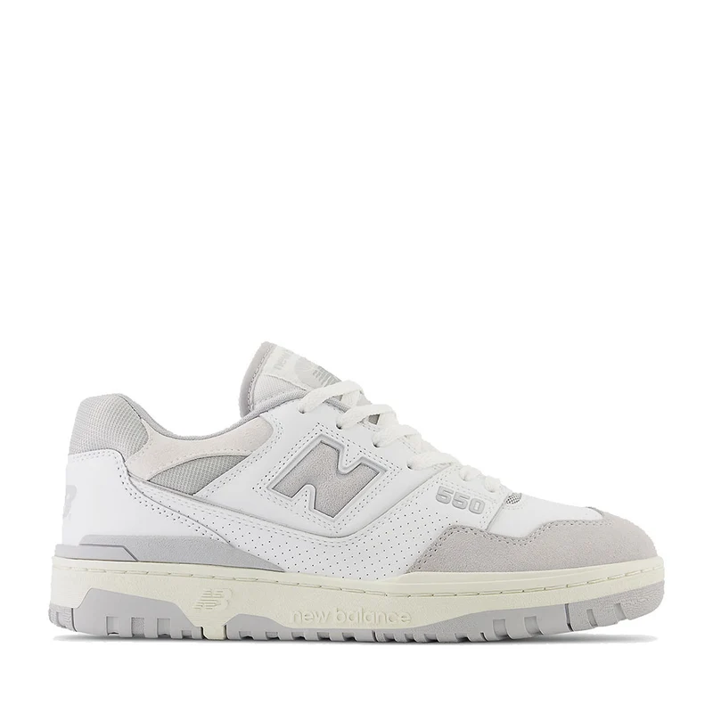 Scarpe Unisex NEW BALANCE Sneakers 550 in Pelle colore White Raincloud e Reflection