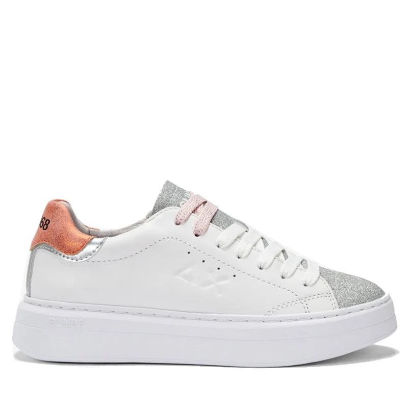 Scarpe Donna Sun68 Sneakers Grace Leather Colore Bianco - Fenicottero