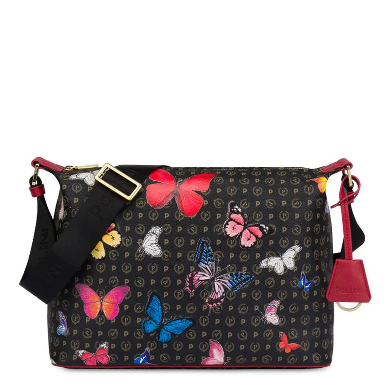 Borsa Donna Messenger POLLINI Linea Heritage Butterfly Nero e Rosso