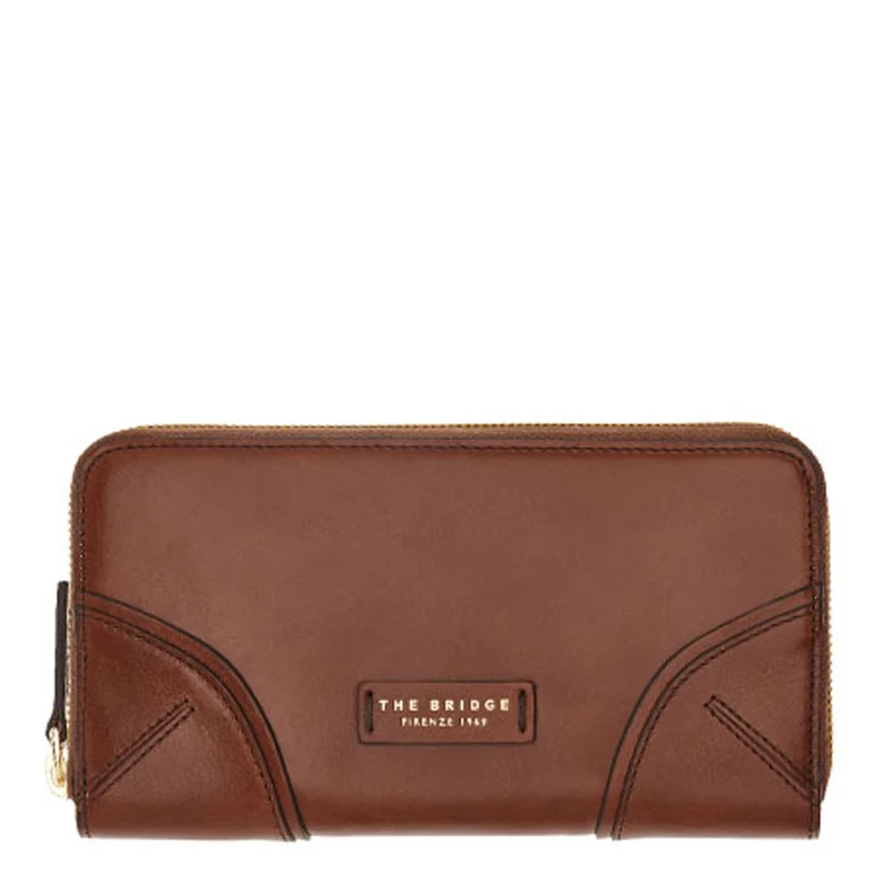Portafoglio Donna Zip Around THE BRIDGE in Pelle Marrone linea Matilde