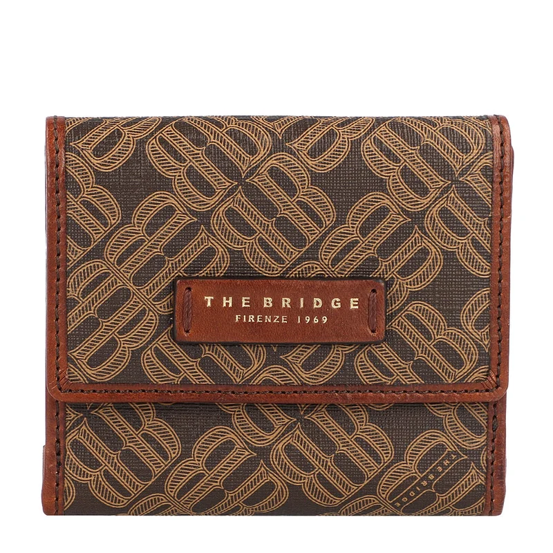 Portafoglio Donna Piccolo con Bottone THE BRIDGE linea Anna in Tessuto Logato Heritage