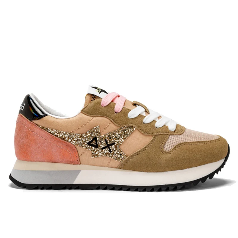 Scarpe Donna Sun68 Sneakers Stargirl Glitter Logo Colore Beige - Z34211