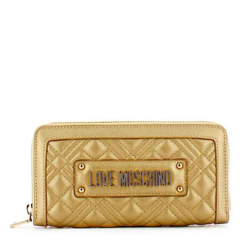 Portafoglio Donna Zip Around LOVE MOSCHINO linea Shiny Quilted Oro