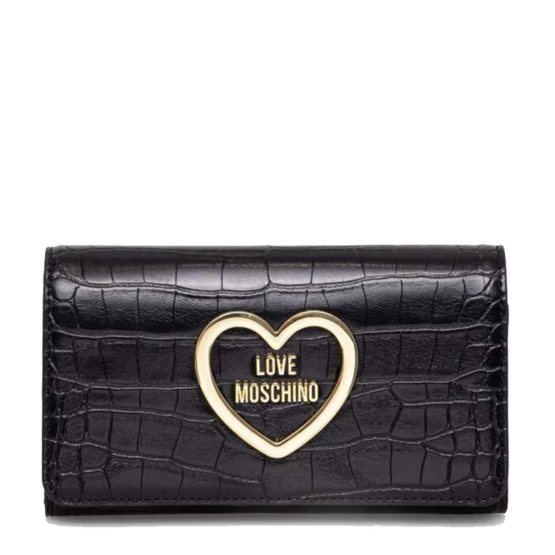 Portafoglio Donna con Bottone LOVE MOSCHINO linea Croco Print Nero JC5712