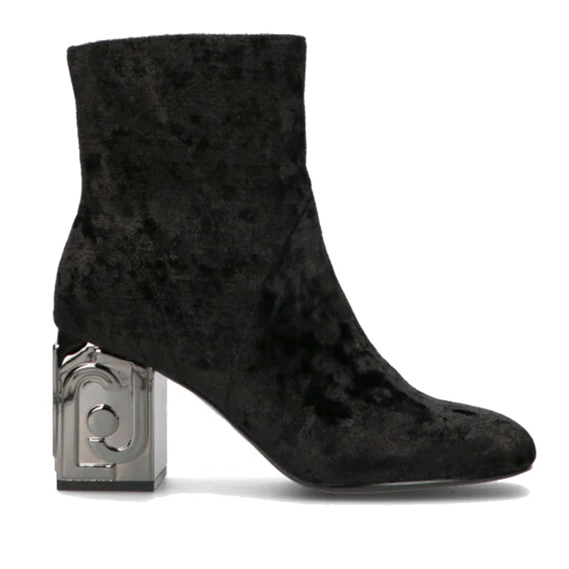 Scarpe Donna LIU JO Sara 01 Stivaletti in Velluto Nero con Tacco