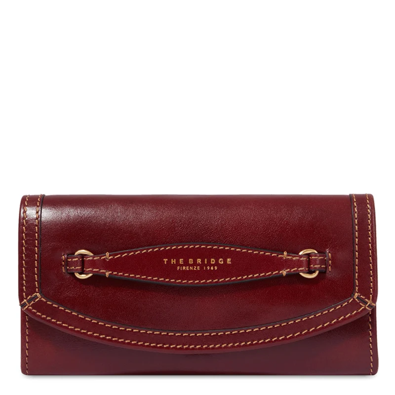 Portafoglio Donna con Bottone THE BRIDGE linea Bettina in Pelle Bordeaux