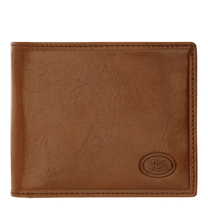 Portafoglio Uomo Portacarte con Pattina THE BRIDGE In Pelle Marrone linea Story Made in Italy