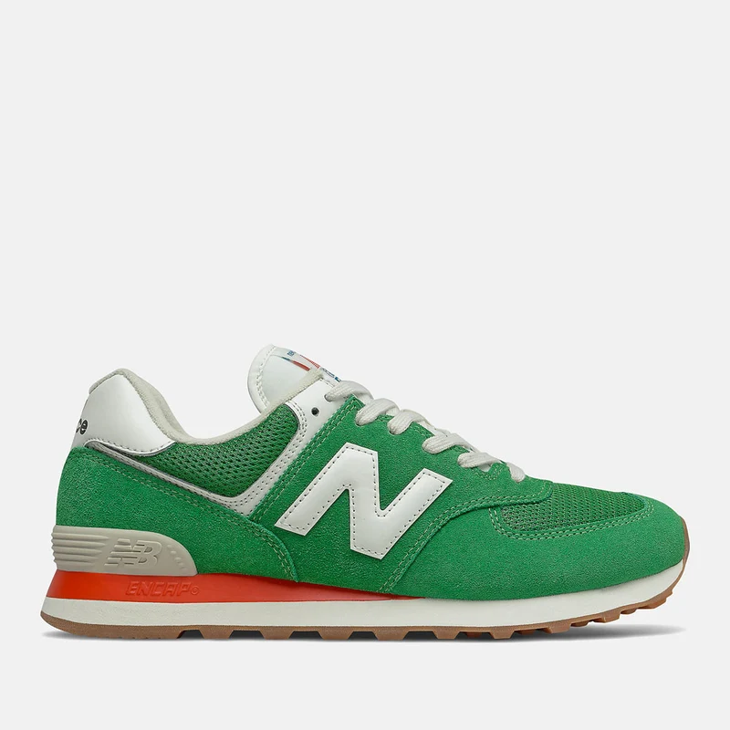 Scarpe Uomo NEW BALANCE Sneakers 574 in Suede e Mesh colore Varsity Green e Velocity Red