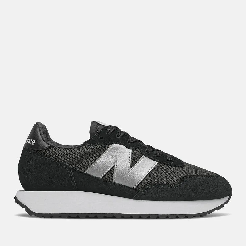 Scarpe Donna NEW BALANCE Sneakers 237 in Suede e Nylon colore Black e Silver Metallic