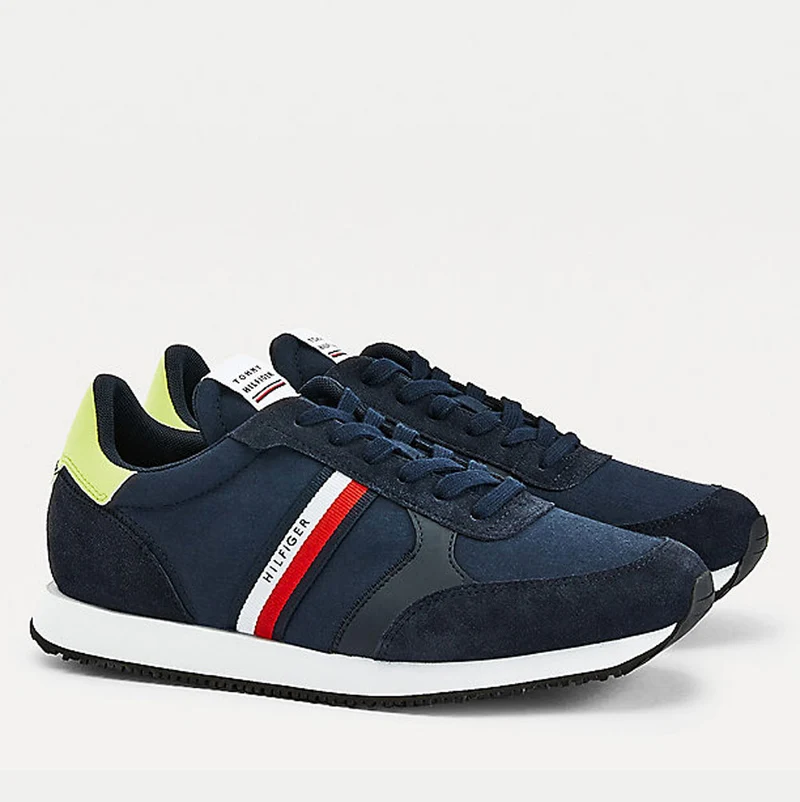 Scarpe Uomo TOMMY HILFIGER Sneakers Running linea Mix Stripes in Tessuto Blu