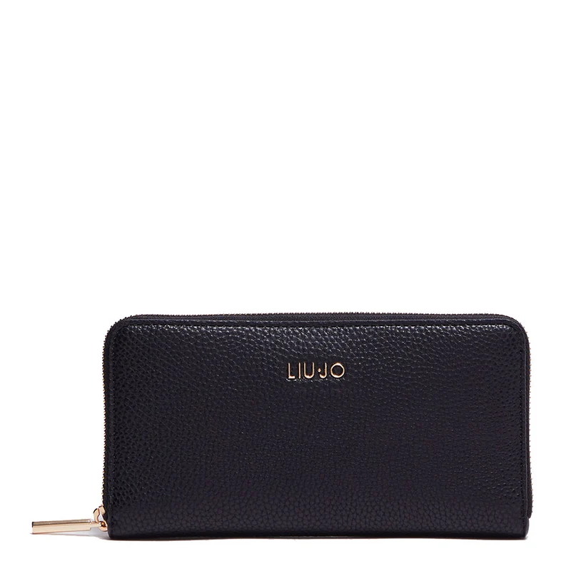 Portafoglio Donna Zip Around LIU JO Effetto Bottalato Nero AF3369