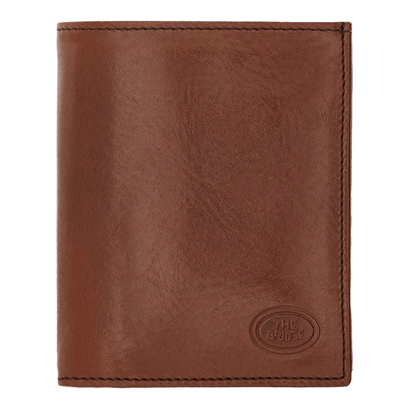 Portafoglio Uomo Verticale con Pattina e Portamonete THE BRIDGE In Pelle Marrone linea Story 01480001
