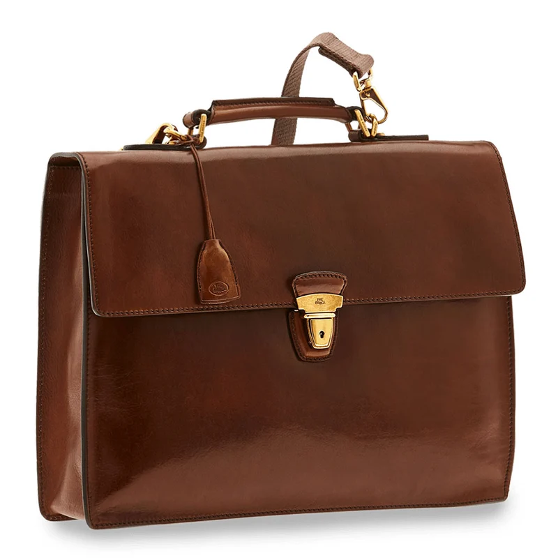 Cartella Uomo con Pattina e Tracolla THE BRIDGE in Pelle Marrone linea Story